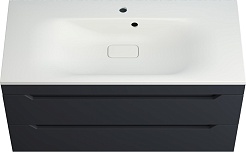 Style Line Тумба с кварцевой раковиной жасмин Остин 100 подвесная графит – фотография-1